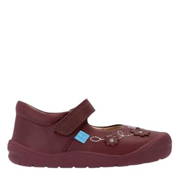 STARTRITE GIRLS G FIT VELCRO STRAP SHOE - WINE LEATHER